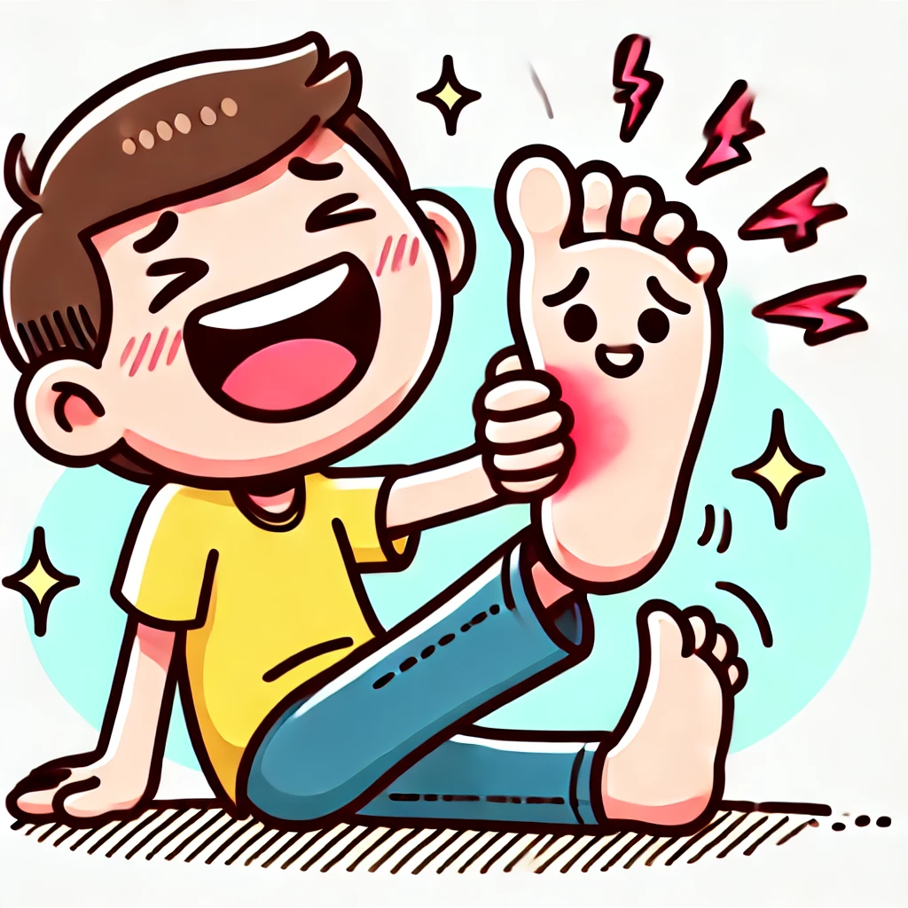 Boy with foot pain cartoon