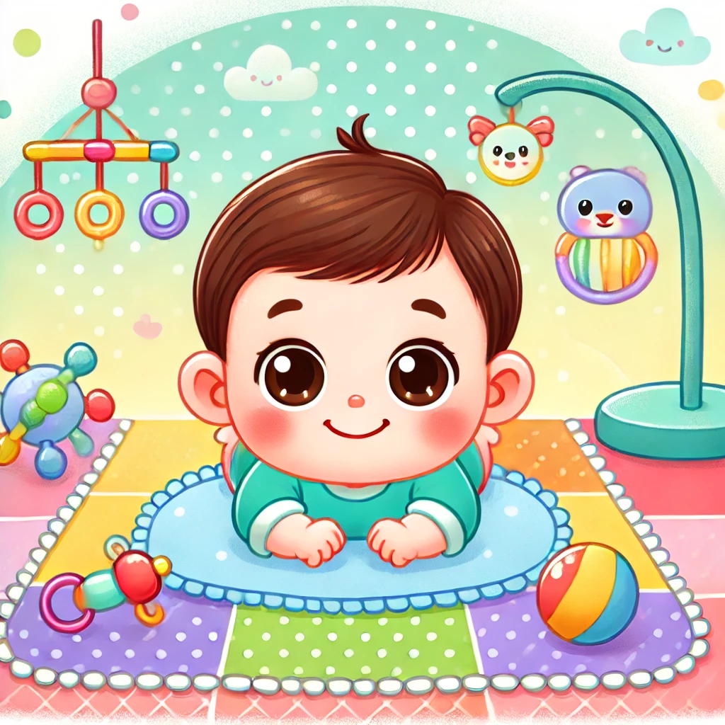 Cartoon baby lying on belly