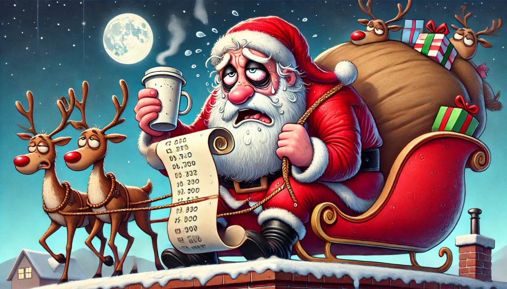 Santa looking wrecked after a big xmas eve